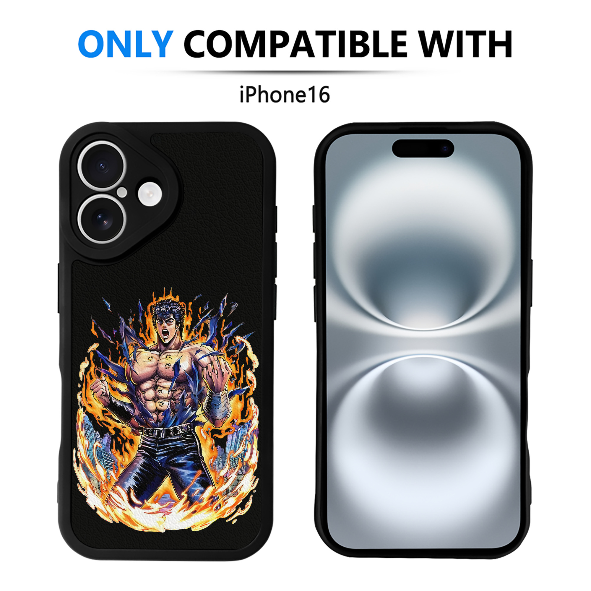 （画像用） 北斗の拳 Fist of the North Star 【iPhone 16シリーズ対応】シリコンスマホケース（レザー調） 材質：シリコン